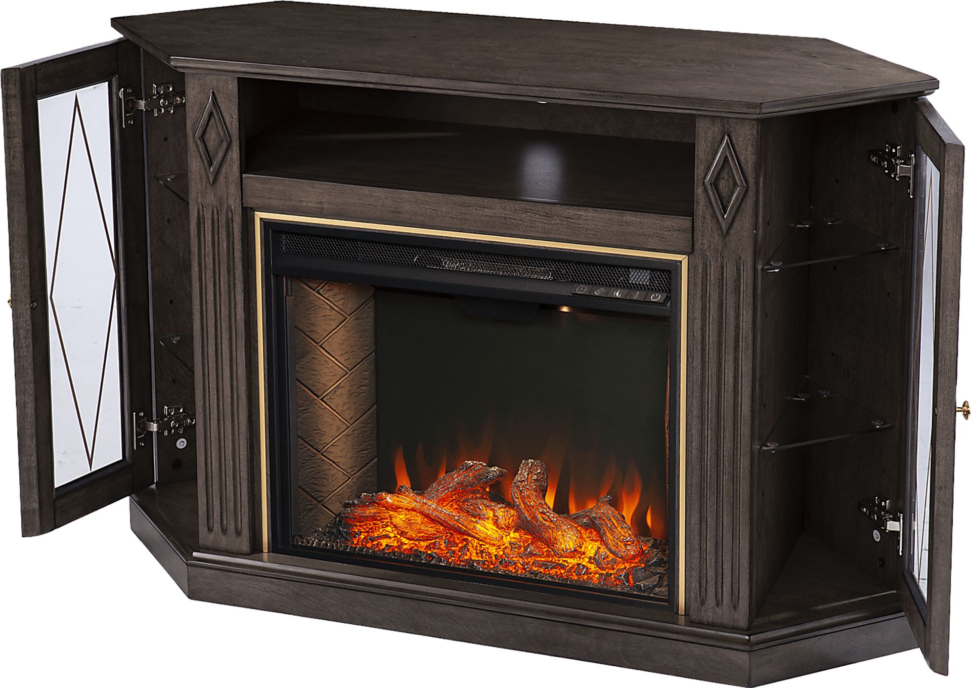 Brockdell III Brown 47 in. Console, With Smart Electric Fireplace - Image 5