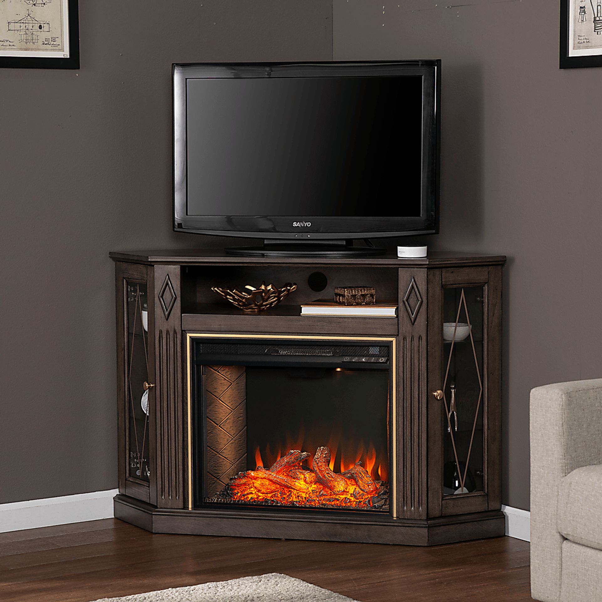 Brockdell III Brown 47 in. Console, With Smart Electric Fireplace - Image 7