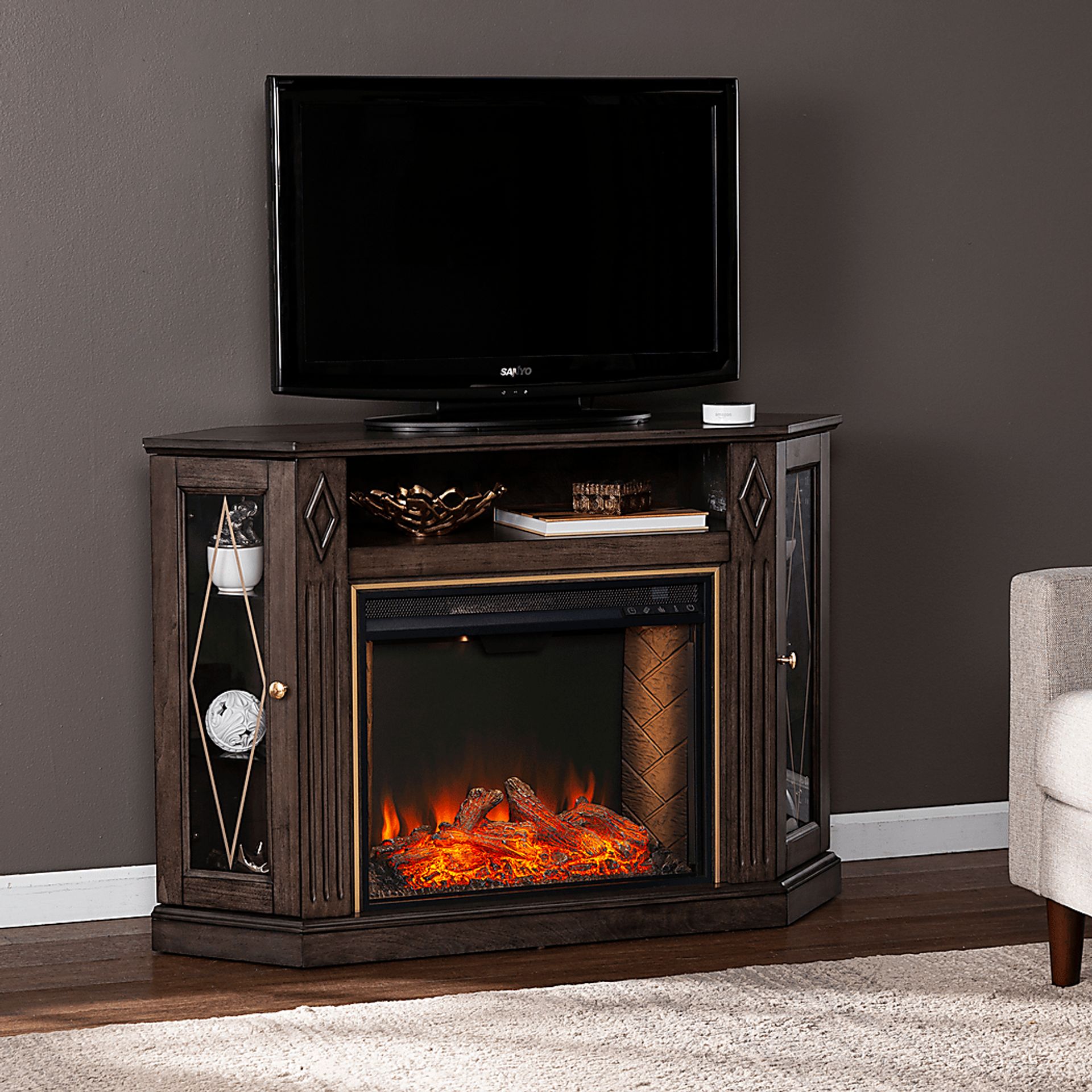 Brockdell III Brown 47 in. Console, With Smart Electric Fireplace - Image 8