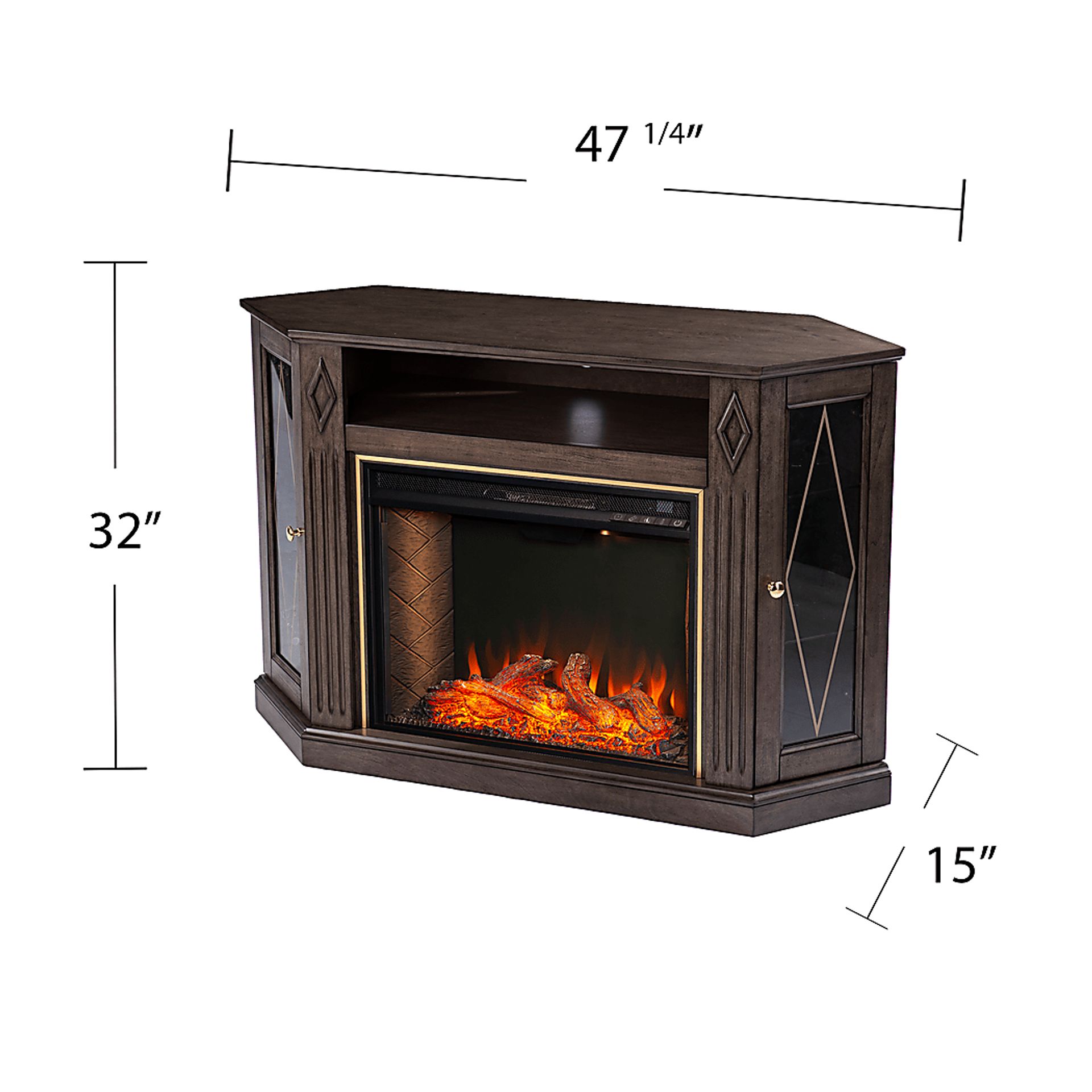 Brockdell III Brown 47 in. Console, With Smart Electric Fireplace - Image 9