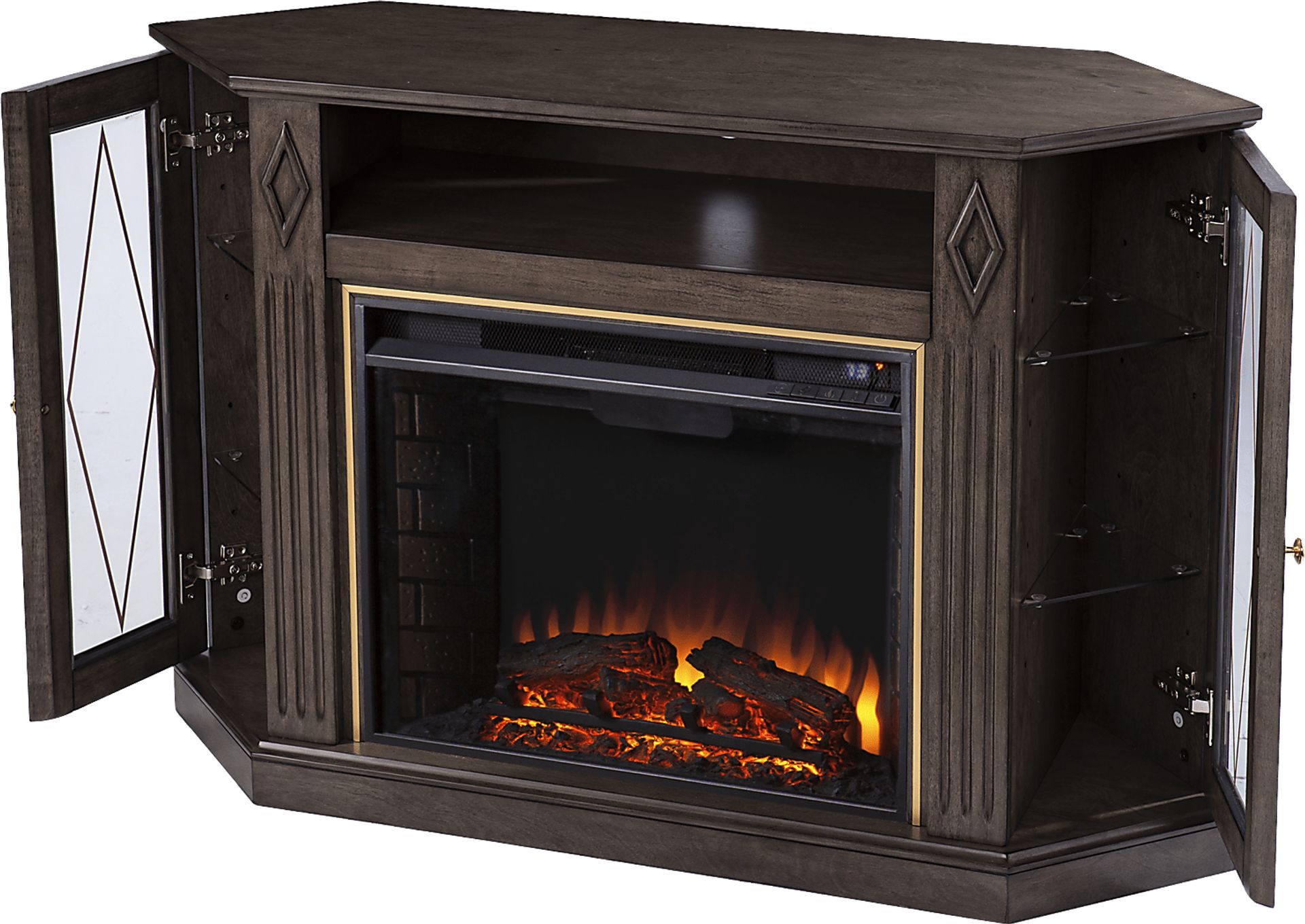 Brockdell II Brown 47 in. Console With Electric Log Fireplace - Image 5