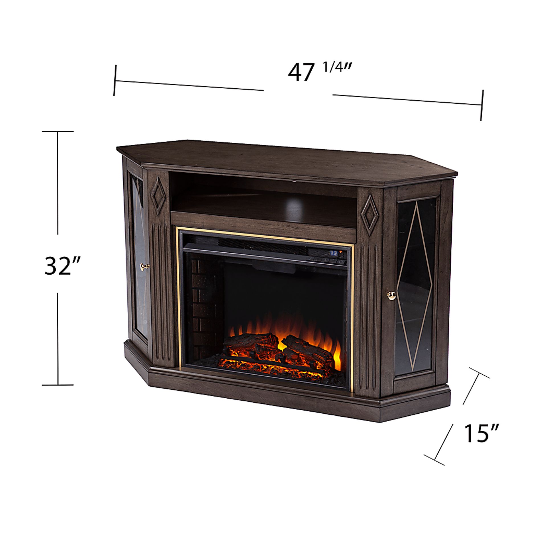 Brockdell II Brown 47 in. Console With Electric Log Fireplace - Image 9