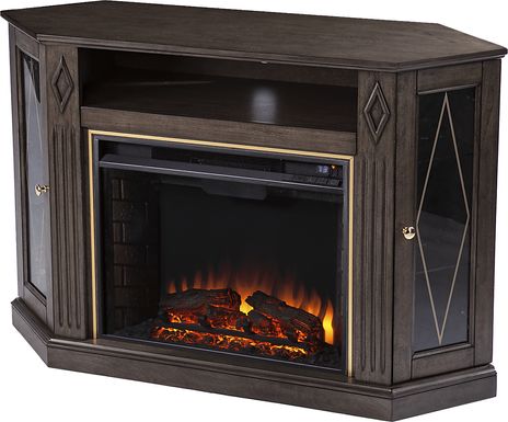 Brockdell IV Brown 47 in. Console With Electric Log Fireplace