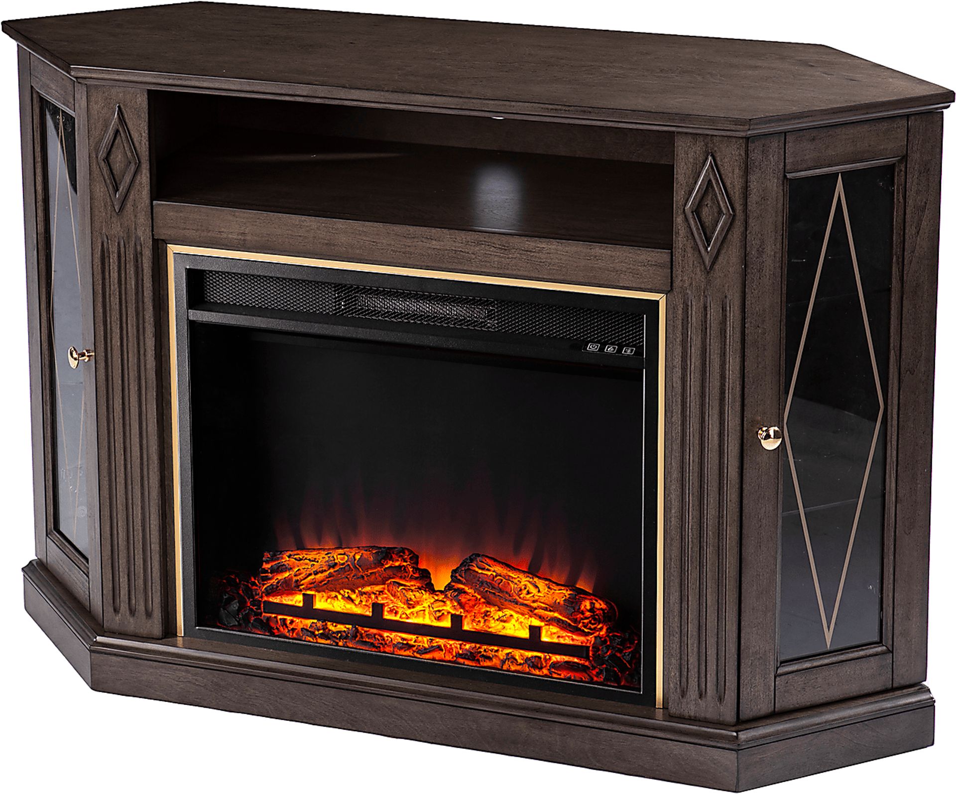 Brockdell V Brown 48 in. Console with Electric Fireplace - Image 4