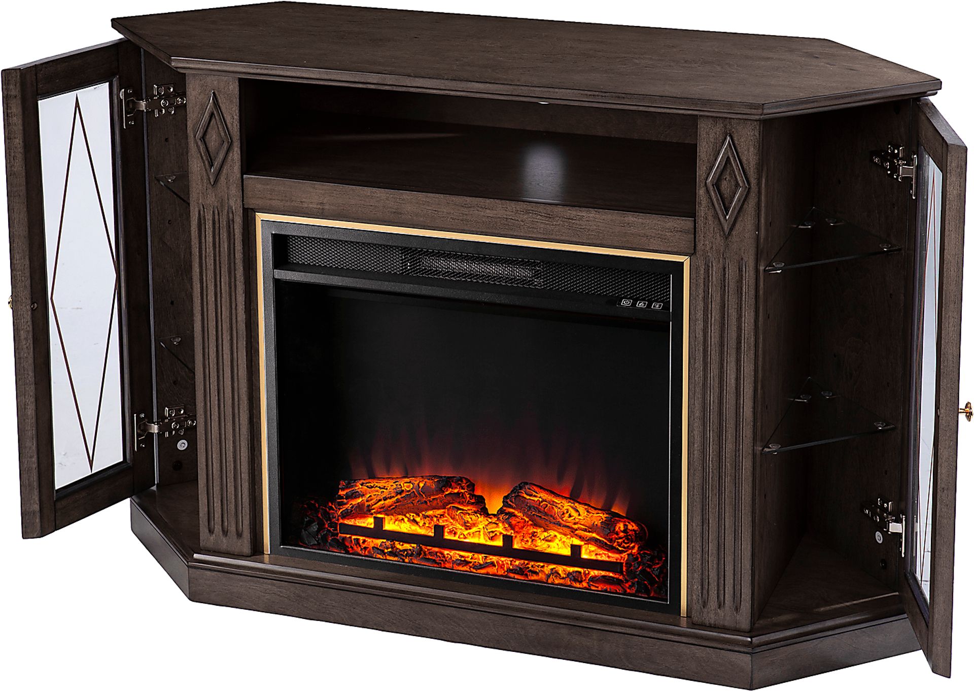 Brockdell V Brown 48 in. Console with Electric Fireplace - Image 7