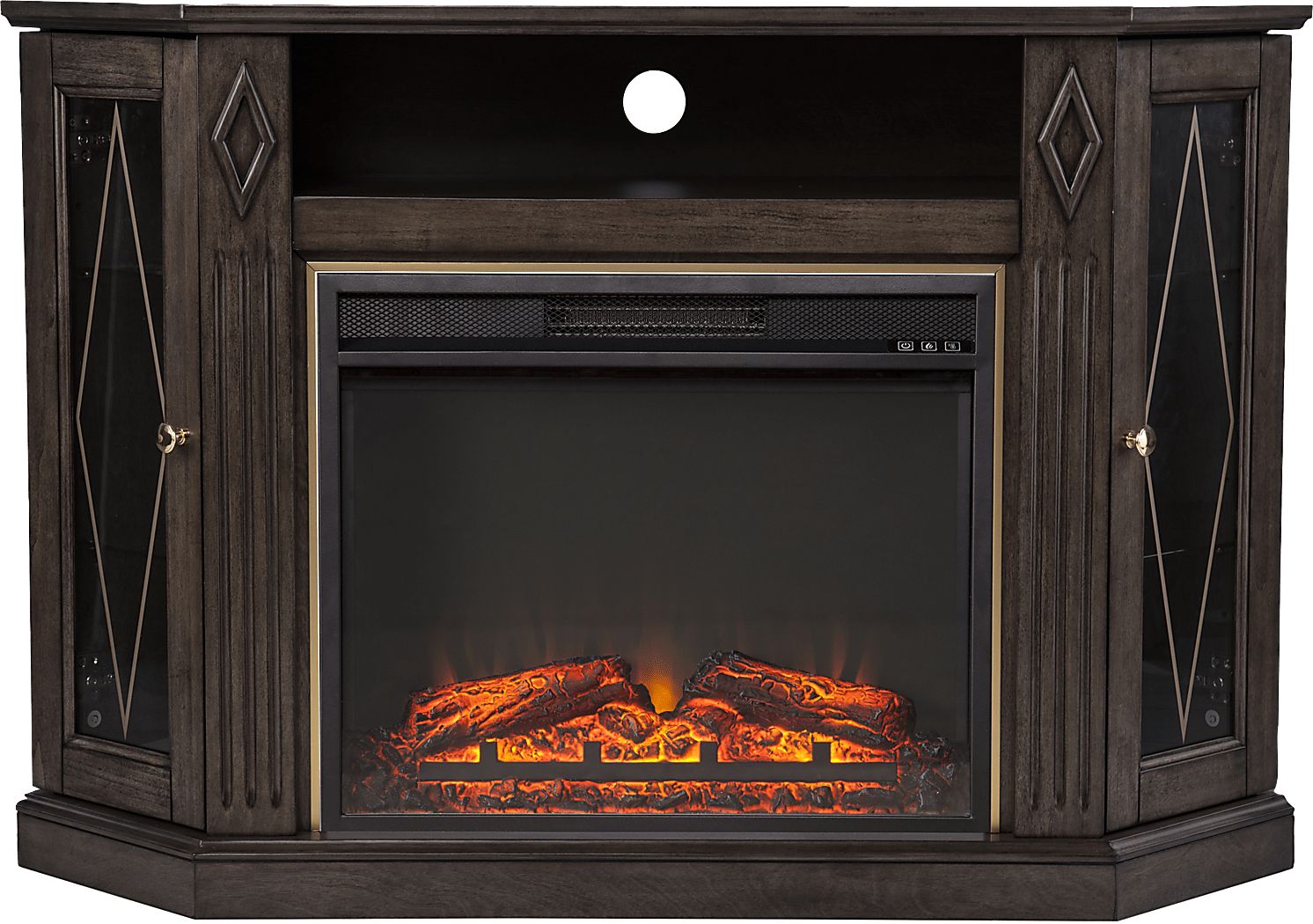 Brockdell V Brown 48 in. Console with Electric Fireplace