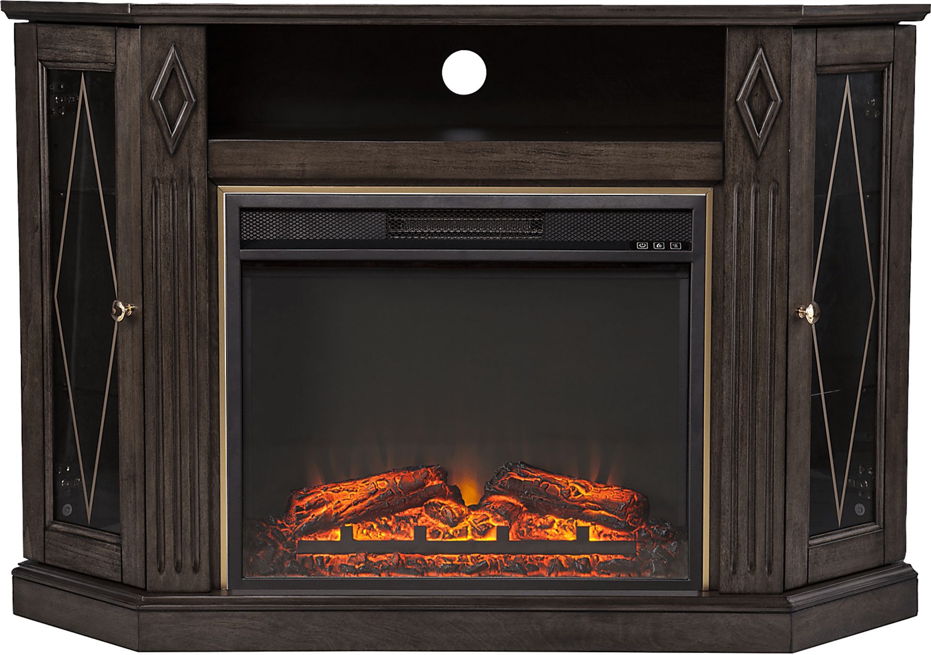 Brockdell V Brown 48 in. Console with Electric Fireplace - Image 1