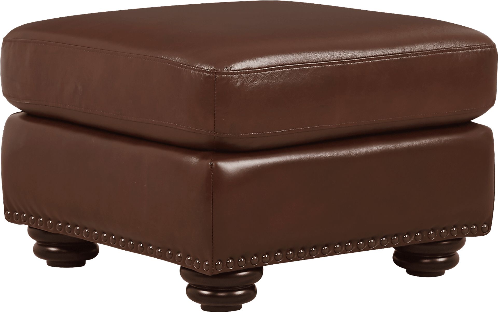 Brockett Brown Leather Ottoman - Image 1