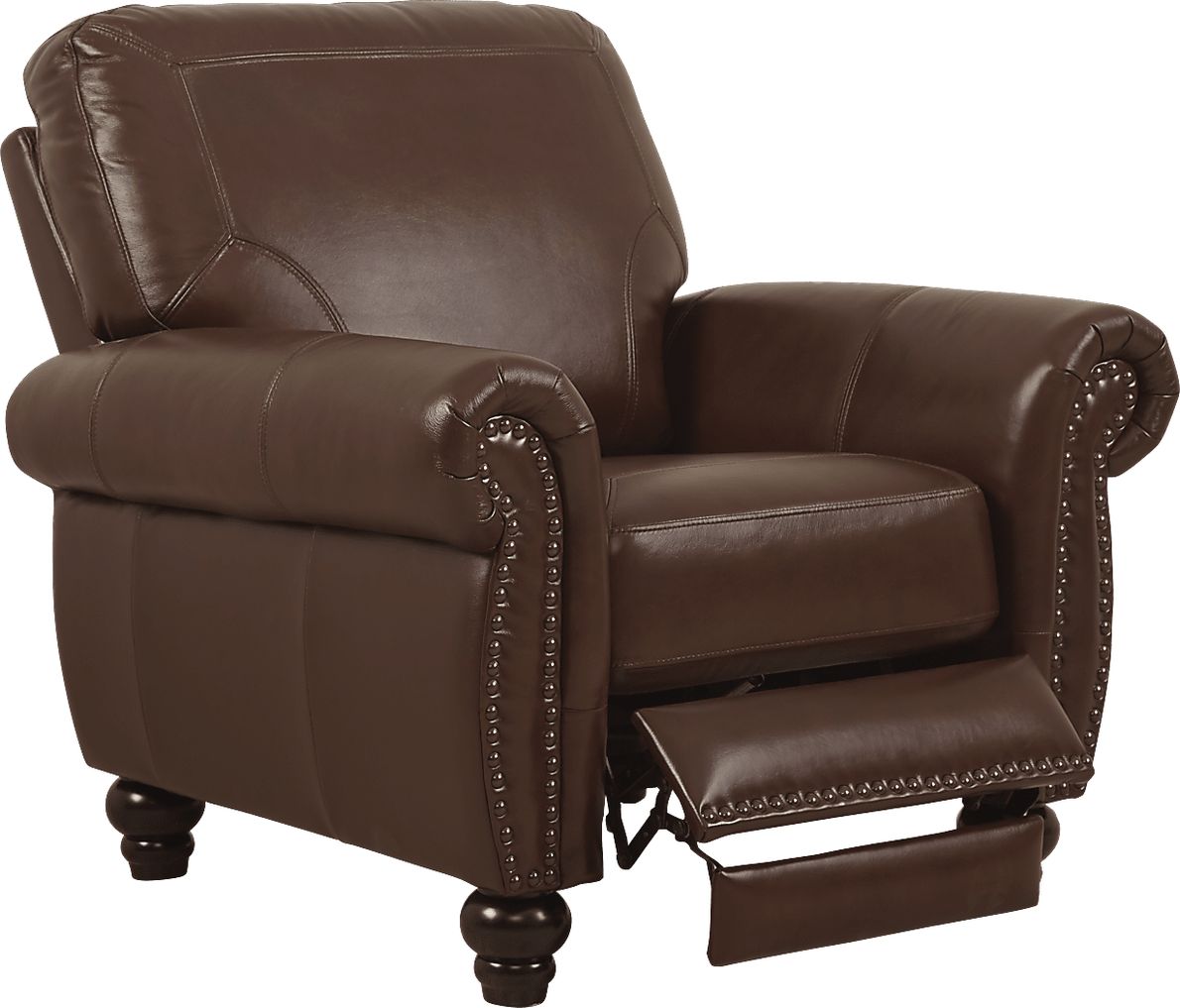 Brockett Brown Leather Pushback Recliner Rooms To Go