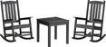 Brocky Black 3 Pc Outdoor Rocking Chair Set with End Table