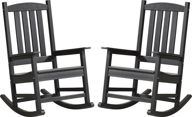 Brocky Black Outdoor Rocking Chair, Set of Two