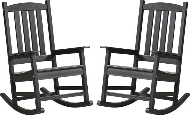 Brocky Black Outdoor Rocking Chair, Set of Two