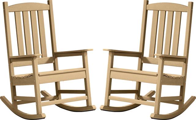 Brocky Brown Outdoor Rocking Chair, Set of Two - Thumbnail - Image 1