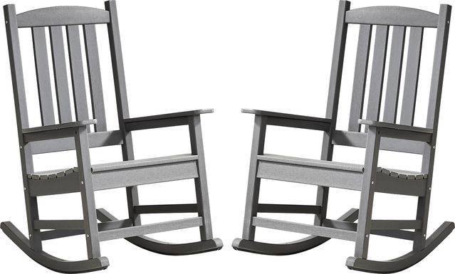 Brocky Gray Outdoor Rocking Chair, Set of Two