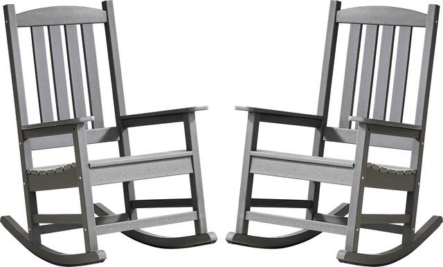 Brocky Gray Outdoor Rocking Chair, Set of Two - Thumbnail - Image 1