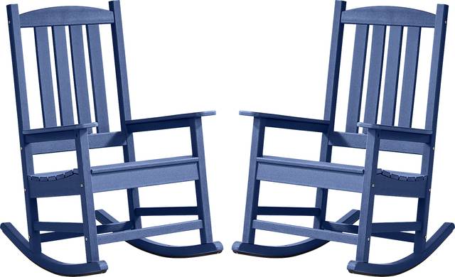 Brocky Navy Outdoor Rocking Chair, Set of Two - Thumbnail - Image 1