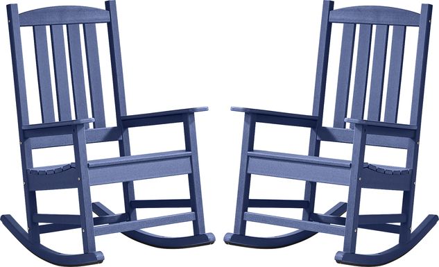 Brocky Navy Outdoor Rocking Chair, Set of Two