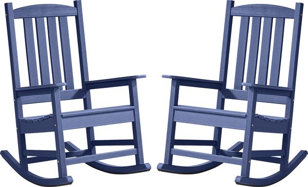 Brocky Navy Outdoor Rocking Chair, Set of Two