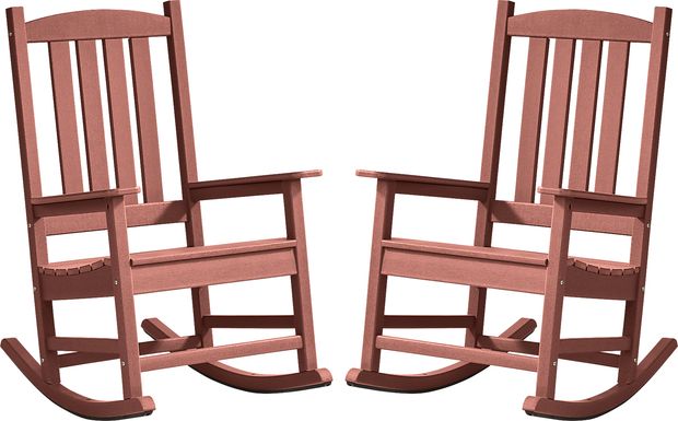 Brocky Red Outdoor Rocking Chair, Set of Two