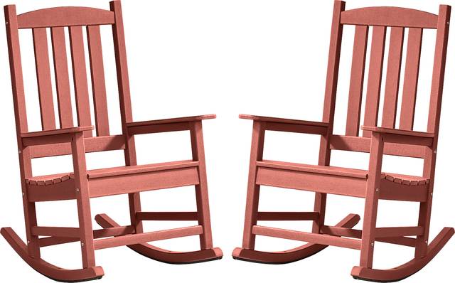 Brocky Red Outdoor Rocking Chair, Set of Two - Thumbnail - Image 1