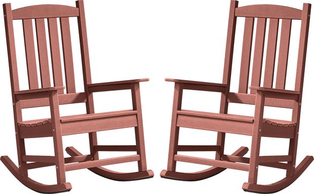 Brocky Red Outdoor Rocking Chair, Set of Two