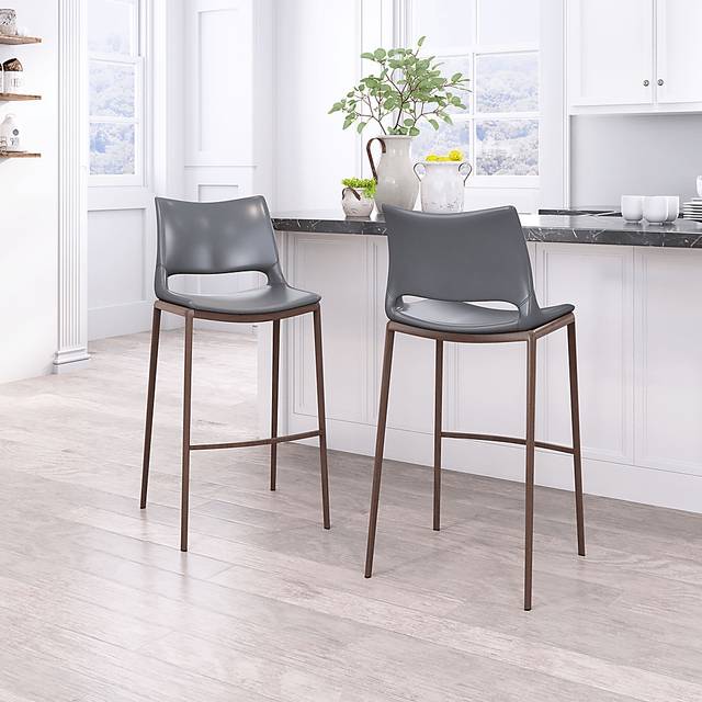 Brocton Gray Bar Height Stool, Set of 2 - Thumbnail - Image 2