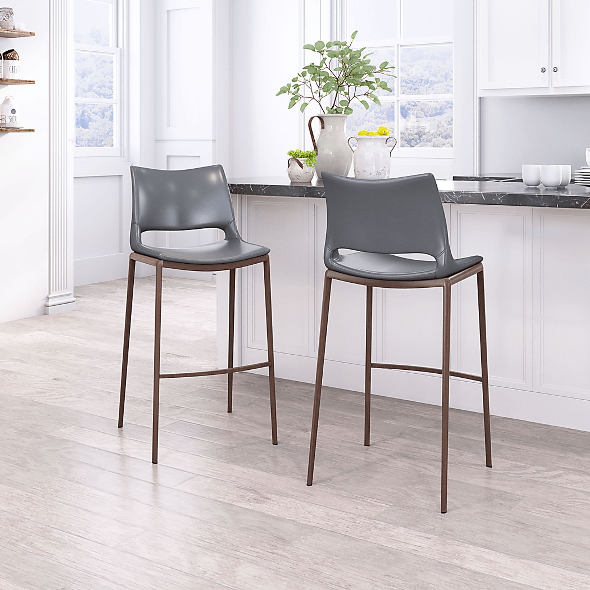 Brocton Gray Bar Height Stool, Set of 2 - Image 2