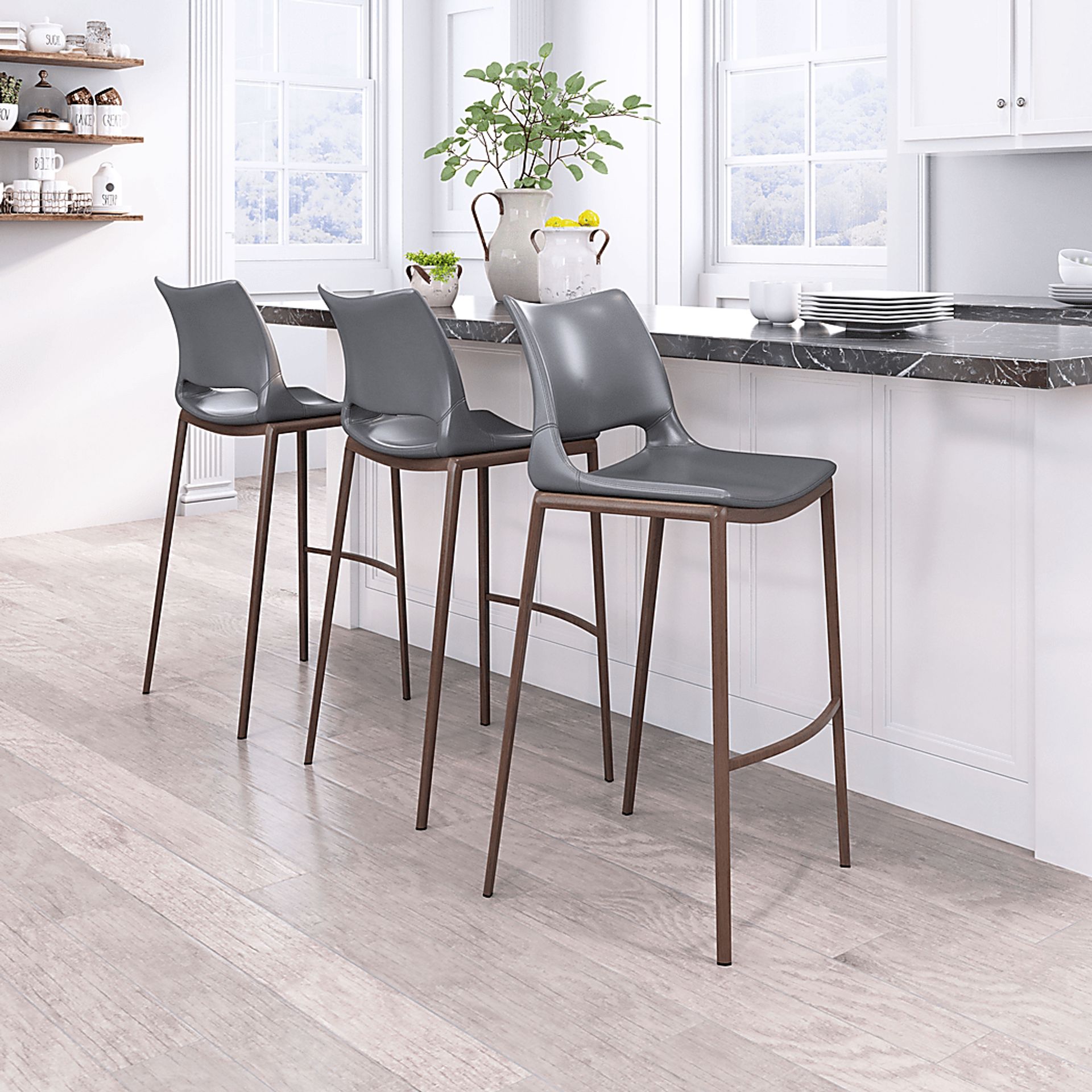 Brocton Gray Bar Height Stool, Set of 2 - Image 3
