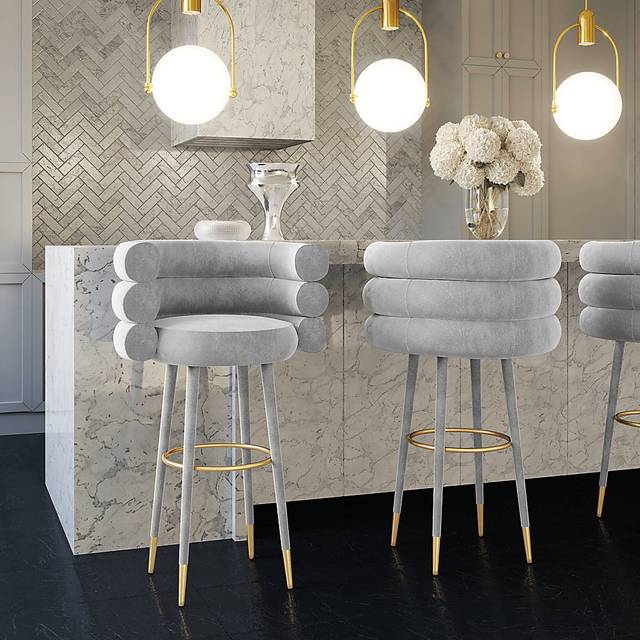 Bromelia Gray Barstool - Thumbnail - Image 2
