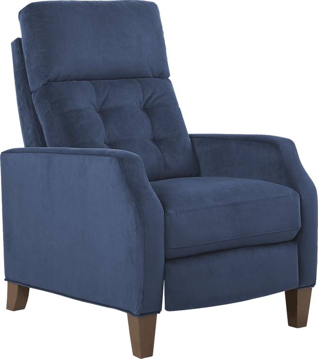 Bromfield Navy Plush Pushback Recliner - Thumbnail - Image 1