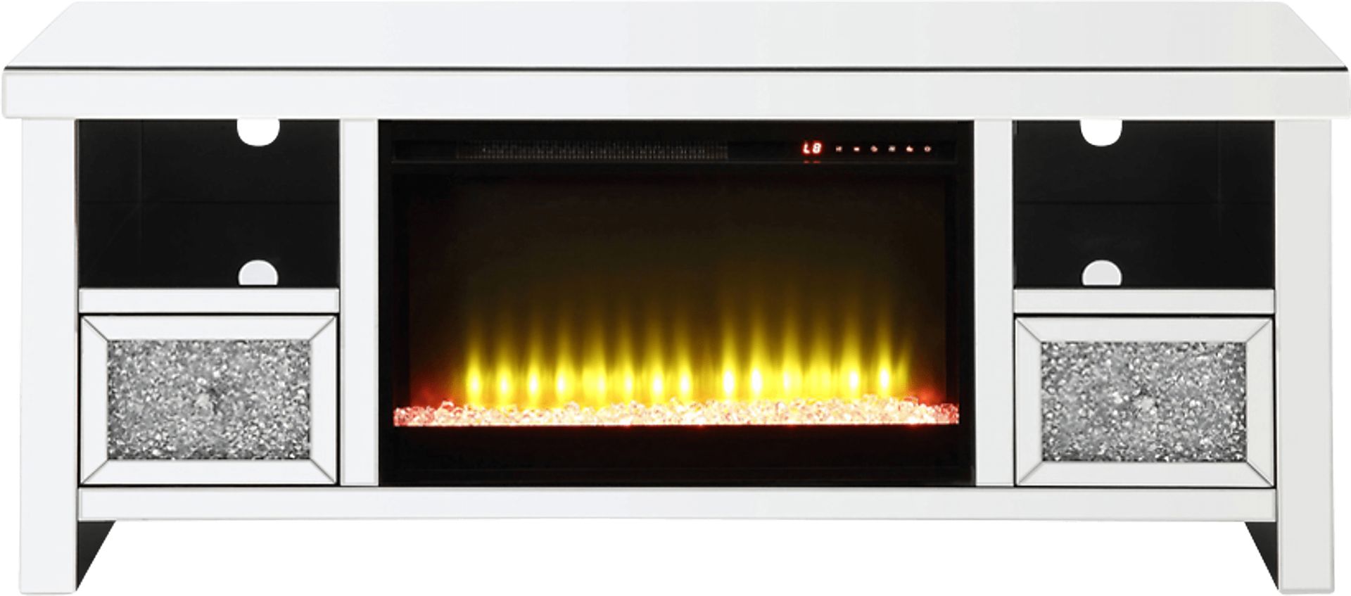 Bromwick Silver 59 in. Console, With Electric Fireplace - Image 1