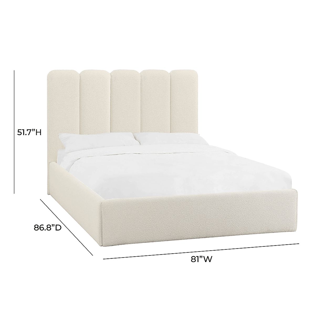 Bronzegate Cream Beige Polyester Fabric Boucle King Bed | Rooms to Go