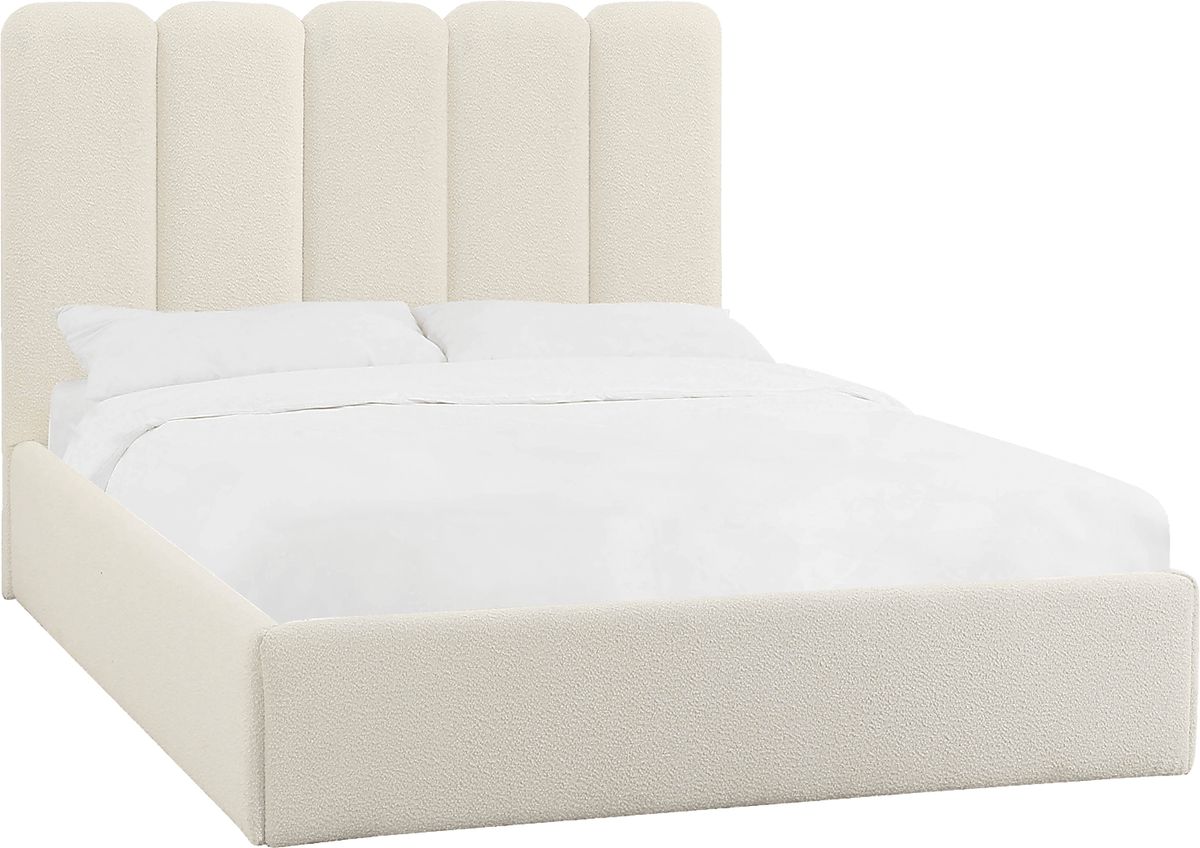 Bronzegate Cream Beige Polyester Fabric Boucle King Bed | Rooms to Go