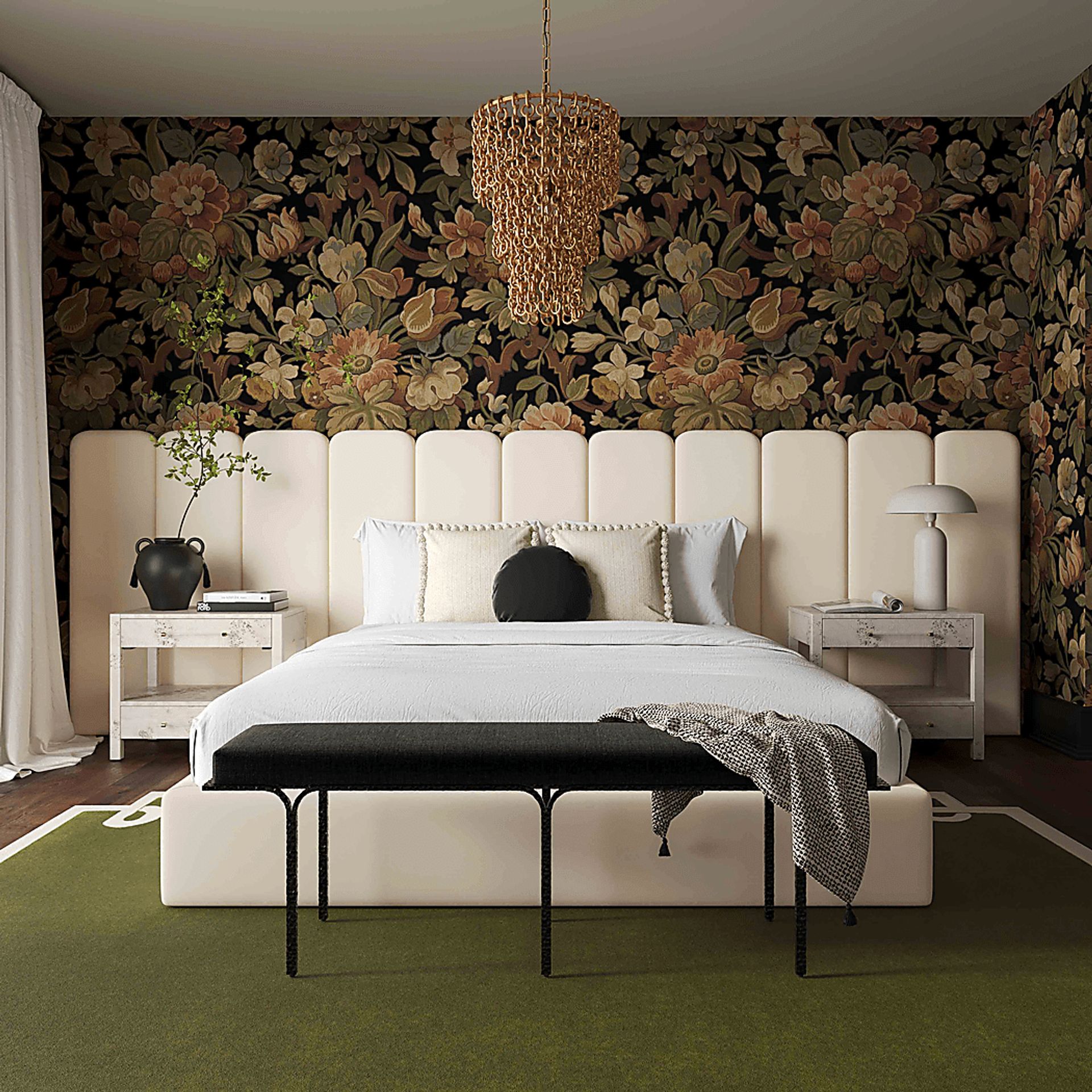 Bronzegate Cream Queen Bed with Wings - Image 2
