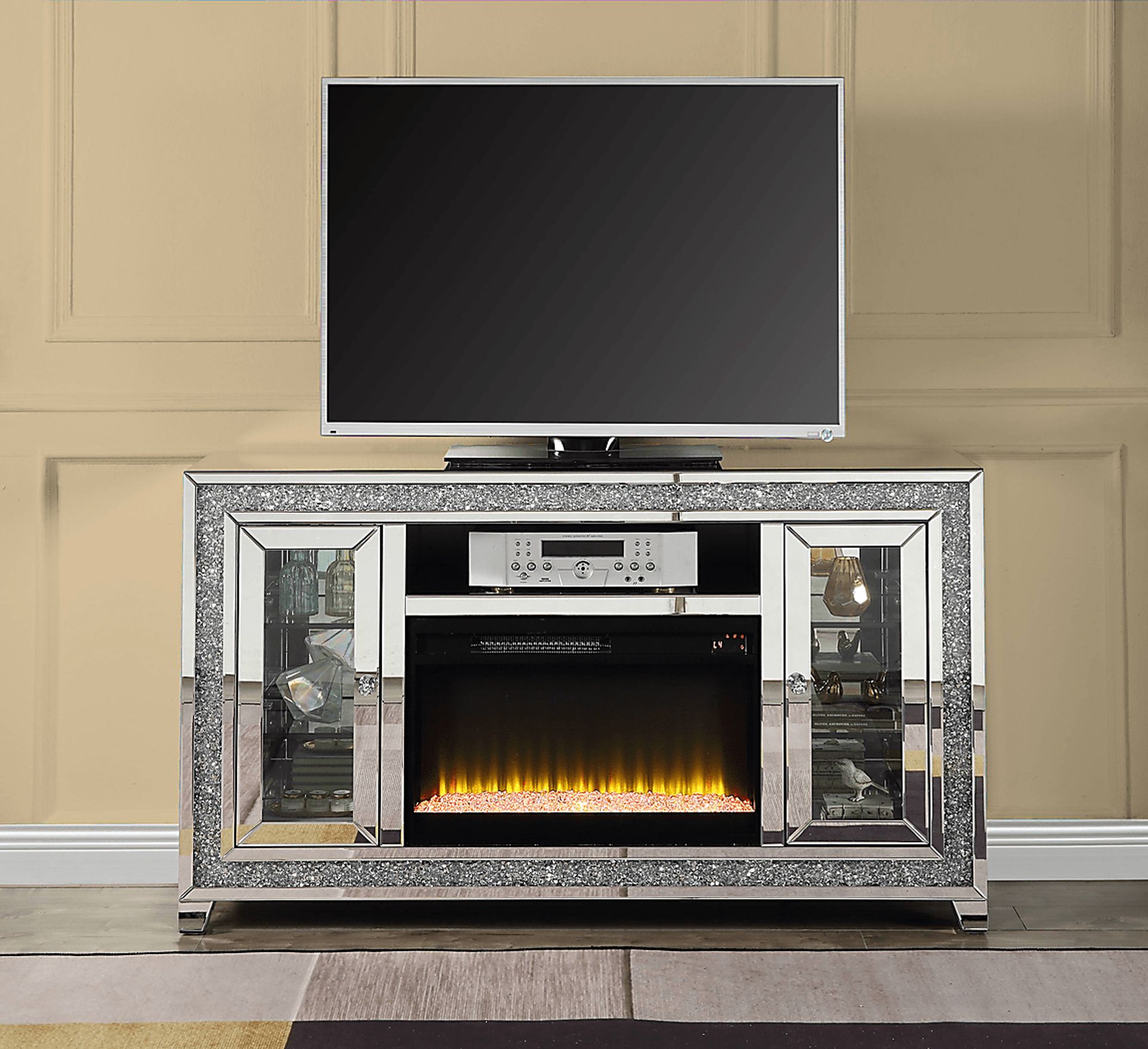 Bronzewing Silver 59 in. Console, With Electric Fireplace - Image 2