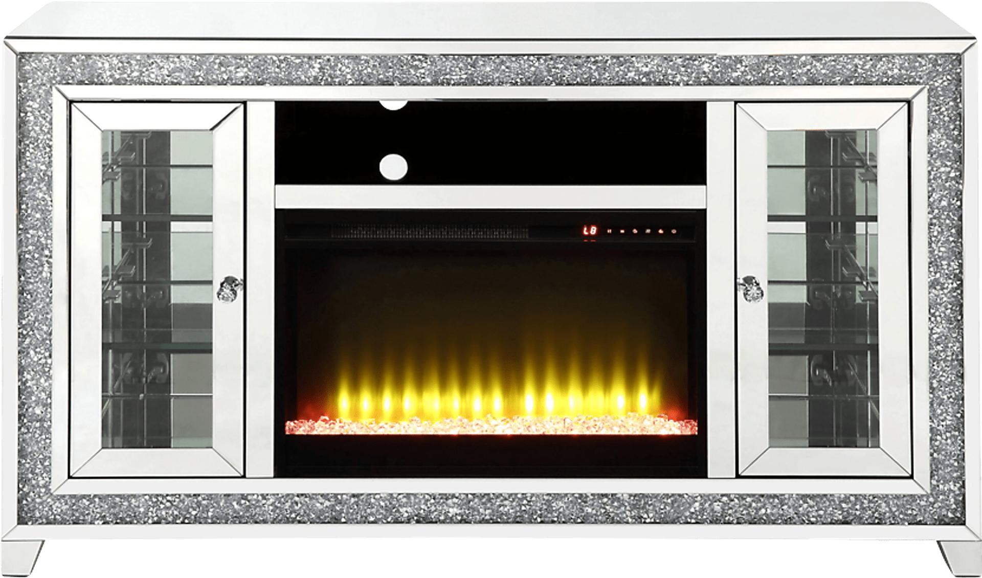 Bronzewing Silver 59 in. Console, With Electric Fireplace