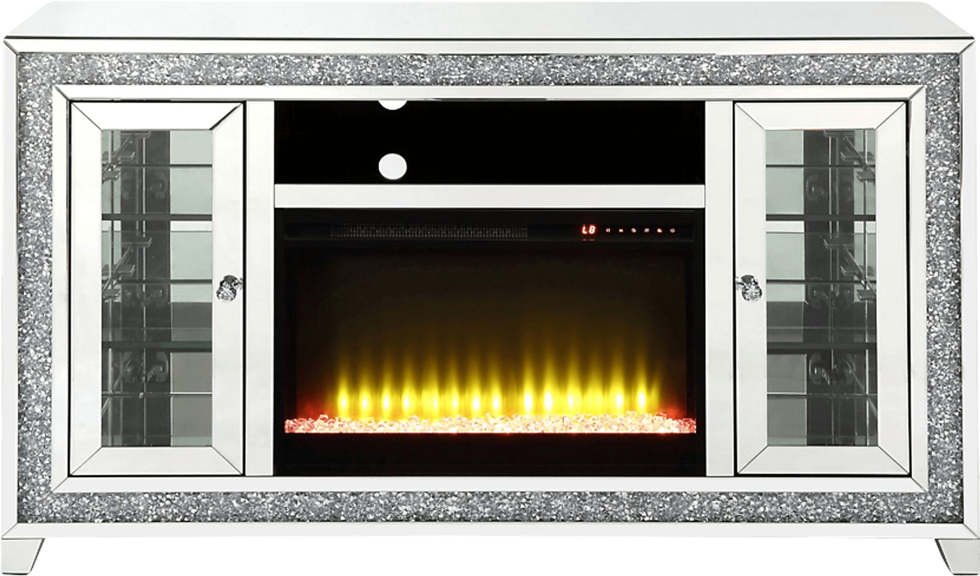 Bronzewing Silver 59 in. Console, With Electric Fireplace - Image 1