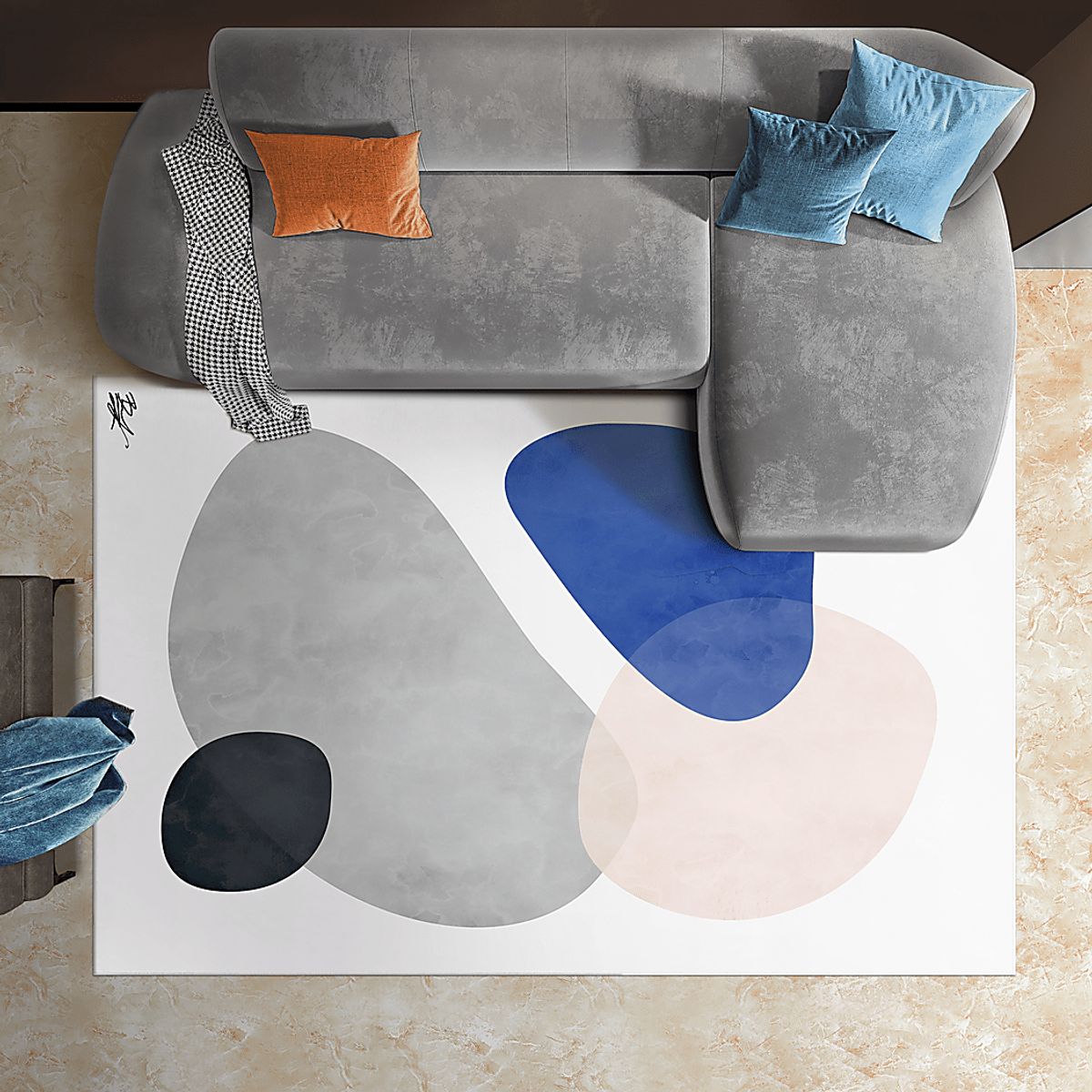 Brook Villa Black,Blue,Gray,White Rugs | Rooms to Go