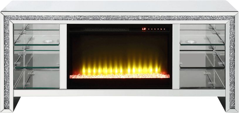 Brookchase Silver 59 in. Console, With Electric Fireplace