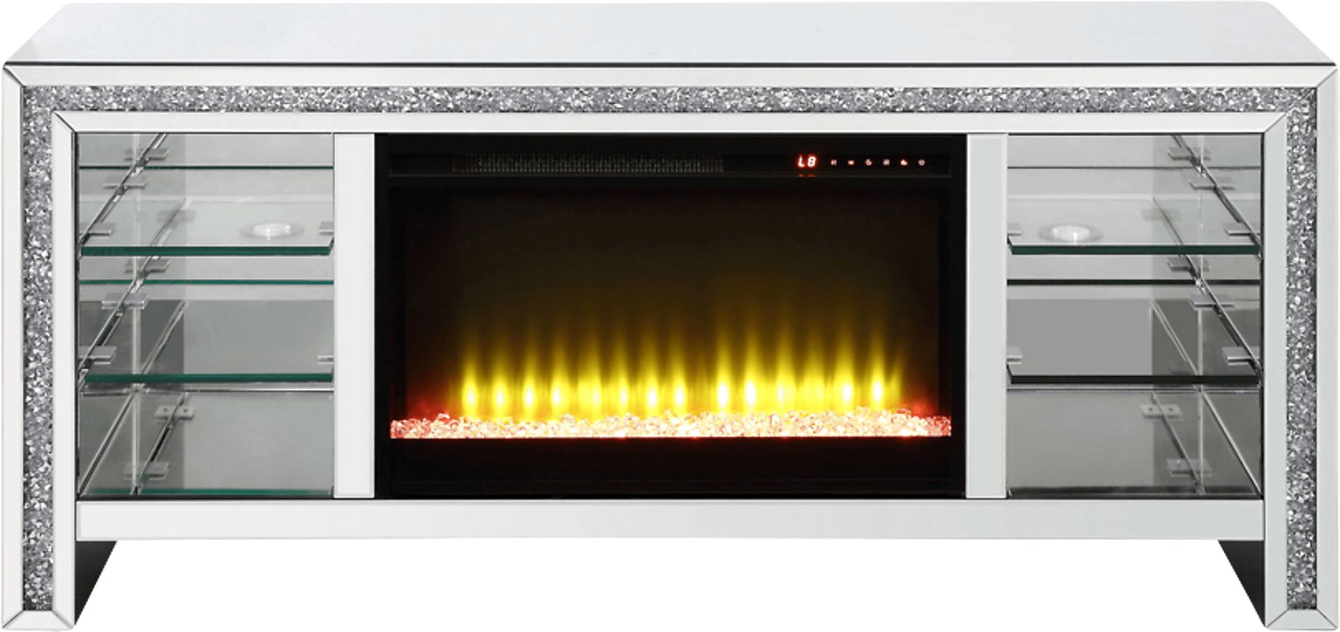 Brookchase Silver 59 in. Console, With Electric Fireplace - Image 1