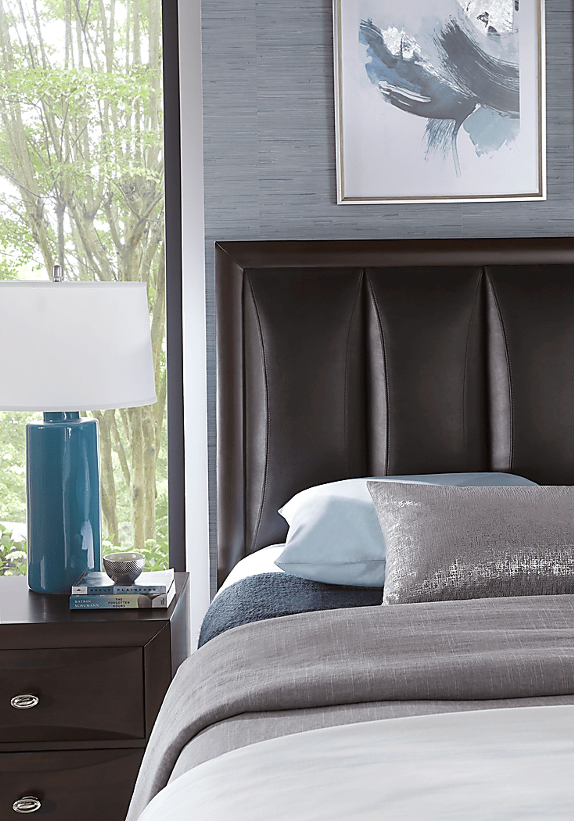 Brookeville Dark Brown 3 Pc Queen Upholstered Bed - Image 3