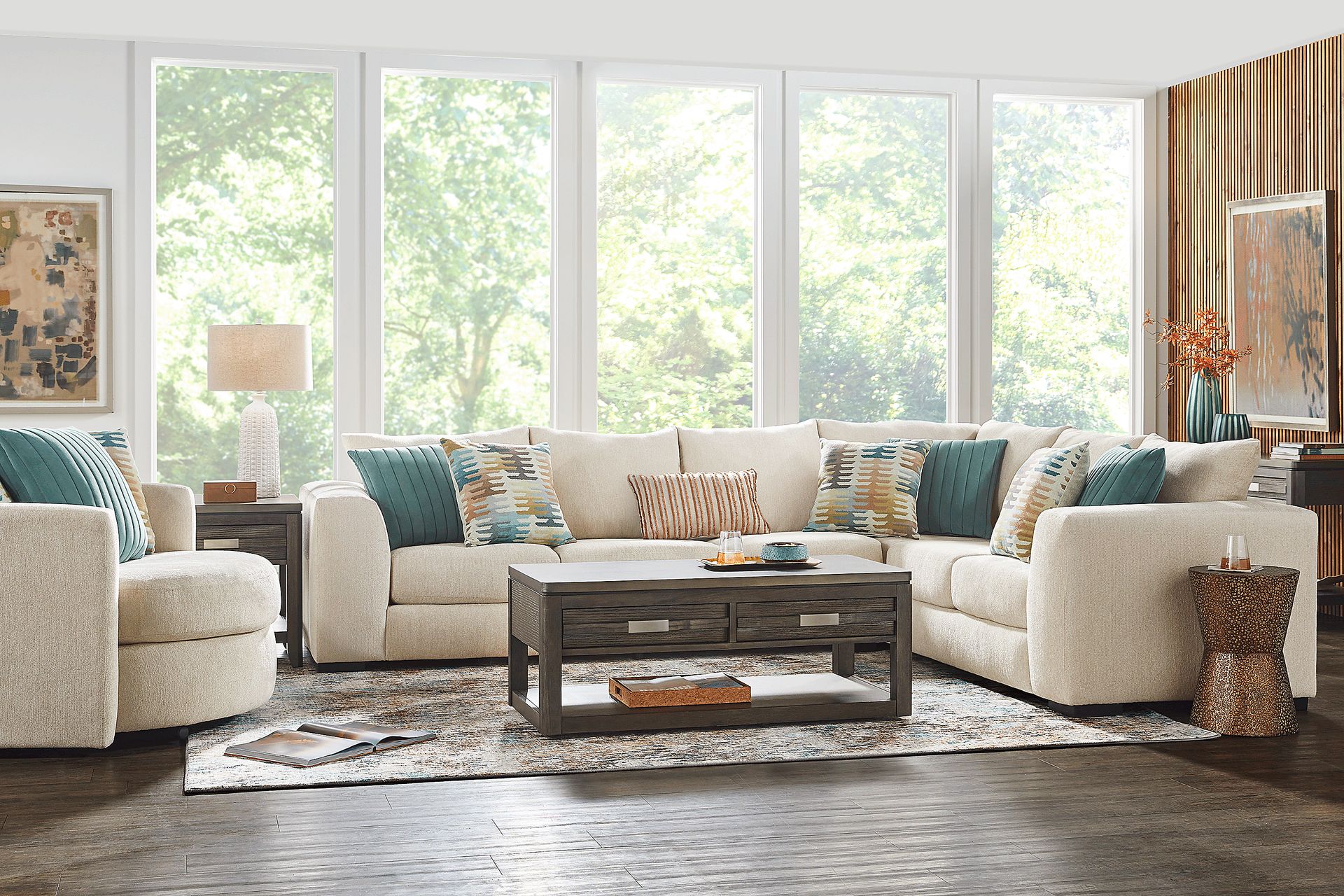Brookeville White 5 Pc Sectional Living Room - Image 1