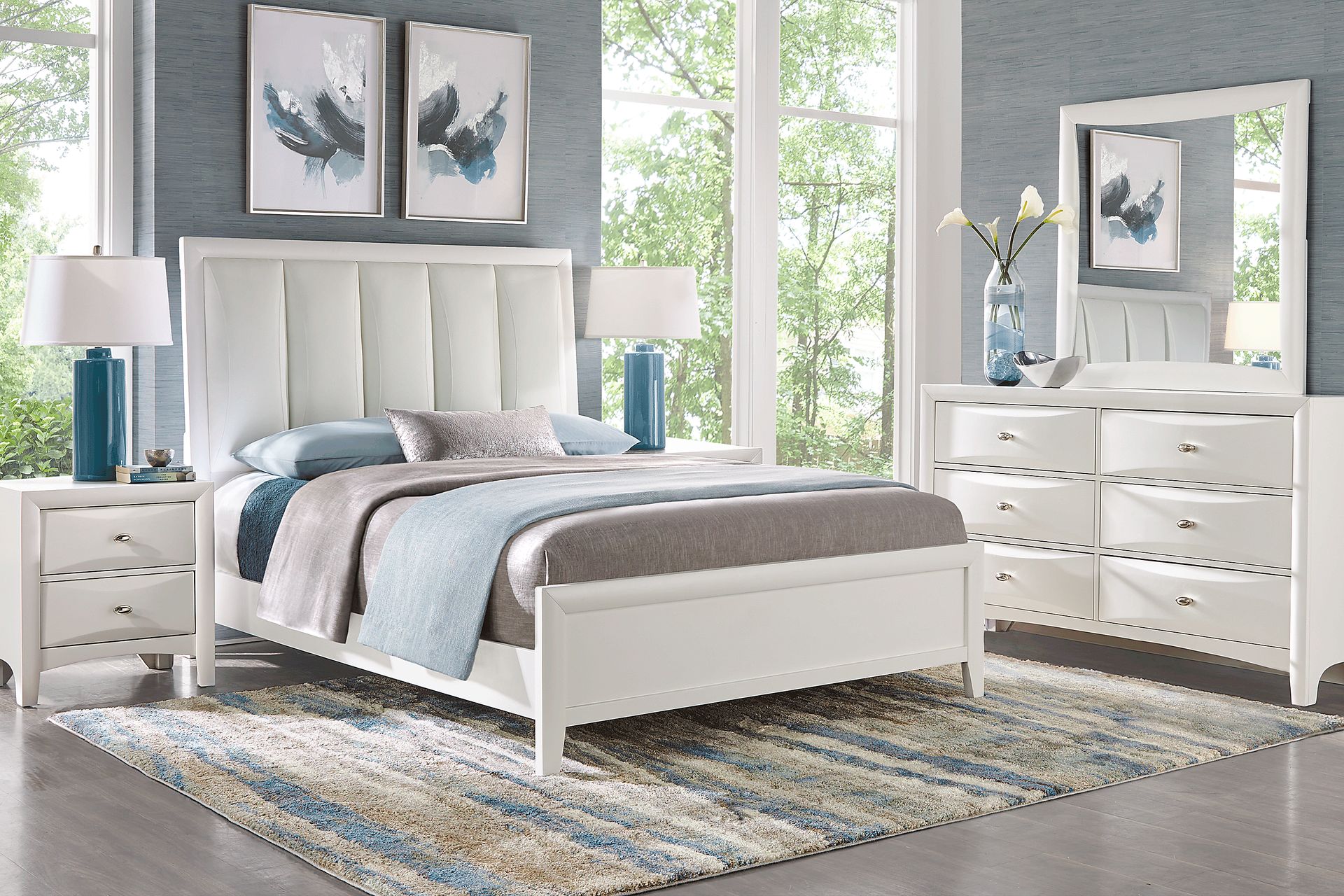 Brookeville White 7 Pc Queen Upholstered Bedroom - Image 1