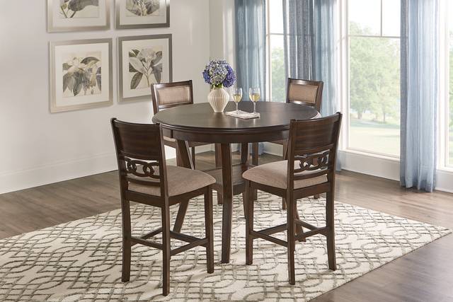 Brookgate Brown Cherry 5 Pc Round Counter Height Dining Set - Thumbnail - Image 1