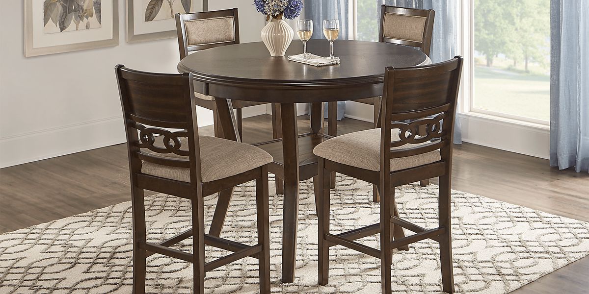 Brookgate Brown Cherry Dark Wood Counter Height Round Dining Table ...
