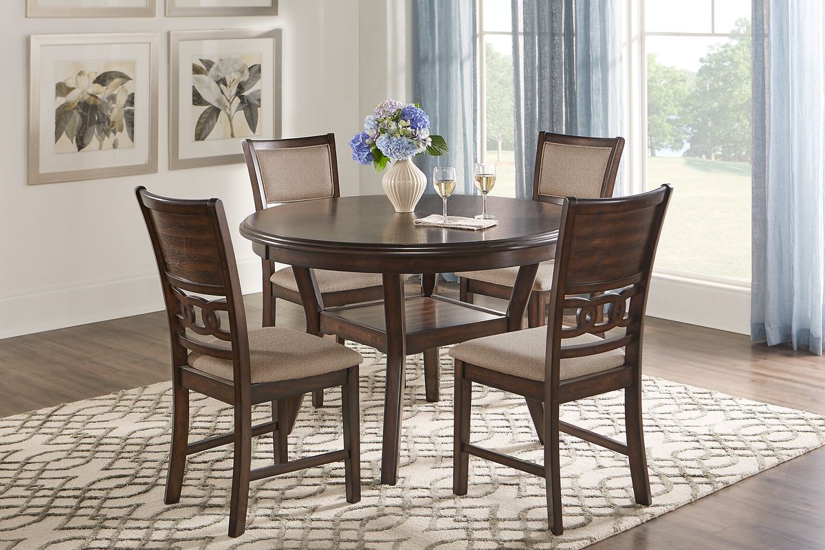 Brookgate 5 Pc Brown Cherry Dark Wood Dining Room Set With