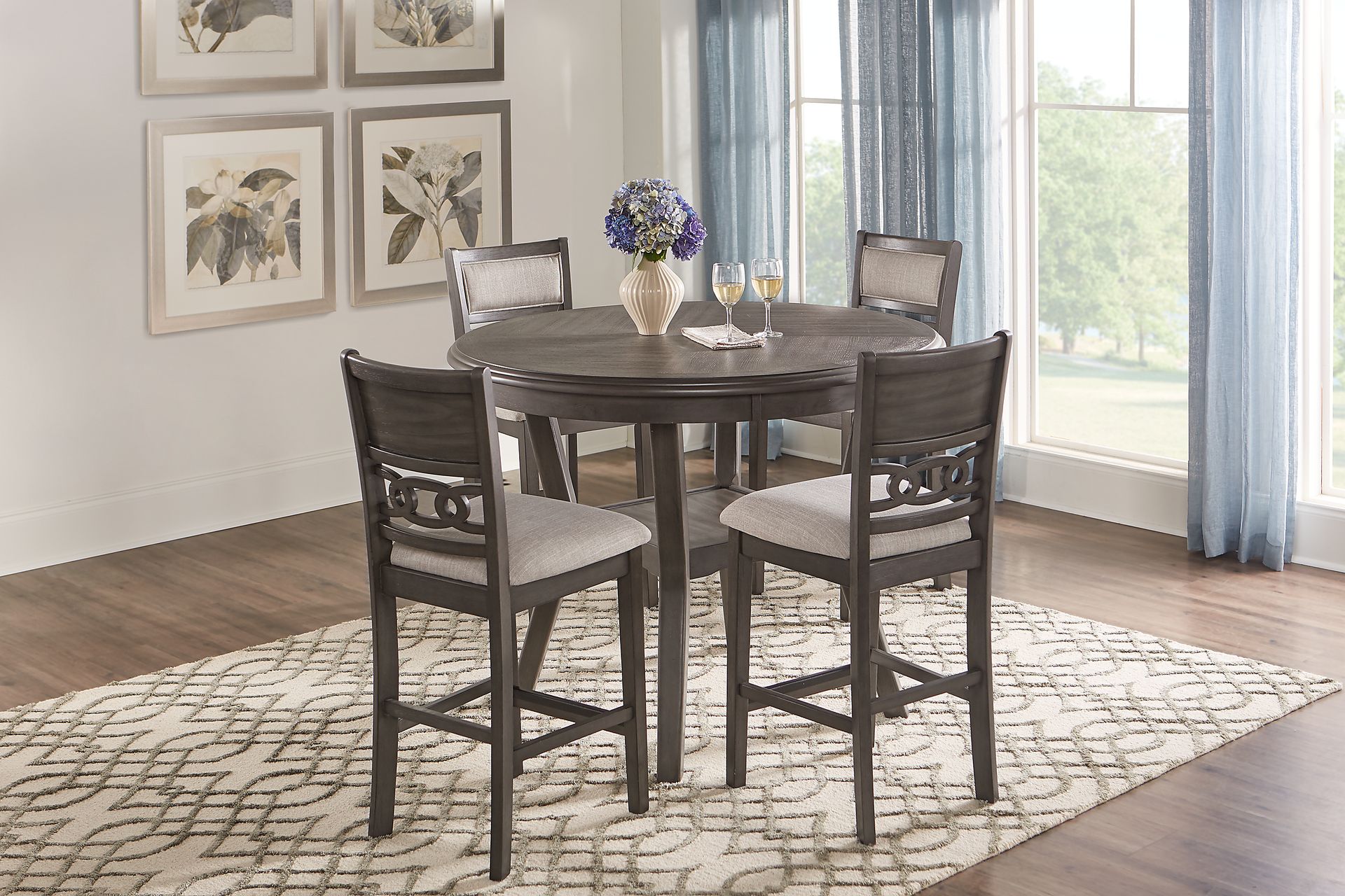 Brookgate Gray 5 Pc Round Counter Height Dining Set - Image 1