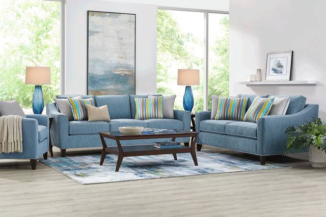 Brookhaven Blue 2 Pc Living Room - Thumbnail - Image 1