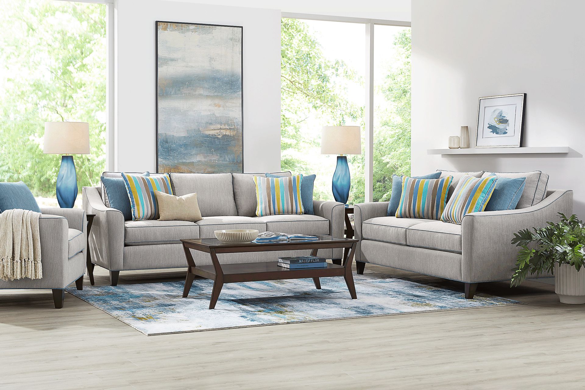 Brookhaven Gray 7 Pc Living Room with Sleeper Sofa - Image 1