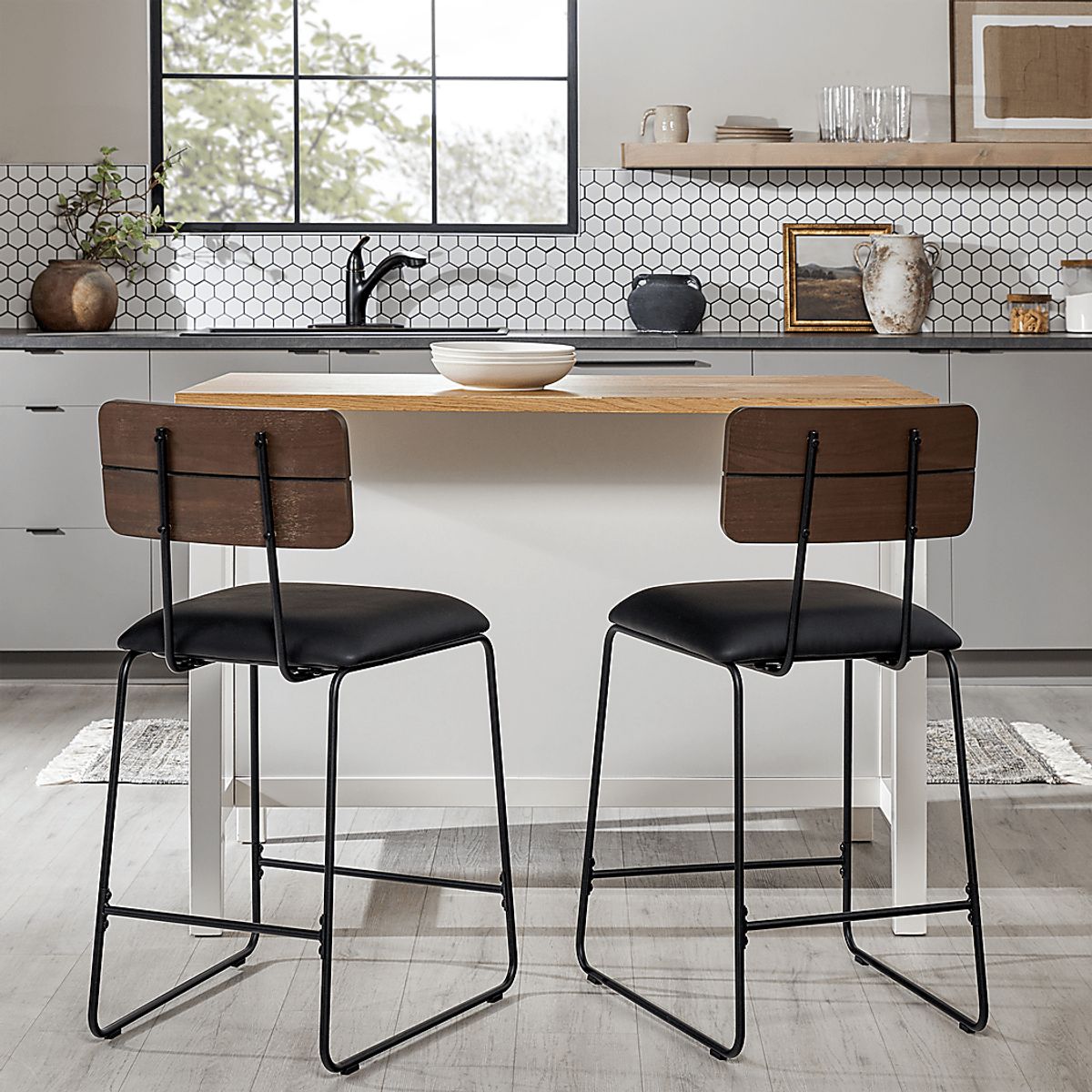 Brooklain Black Black,Colors Polyurethane Fabric Counter Height Stool ...